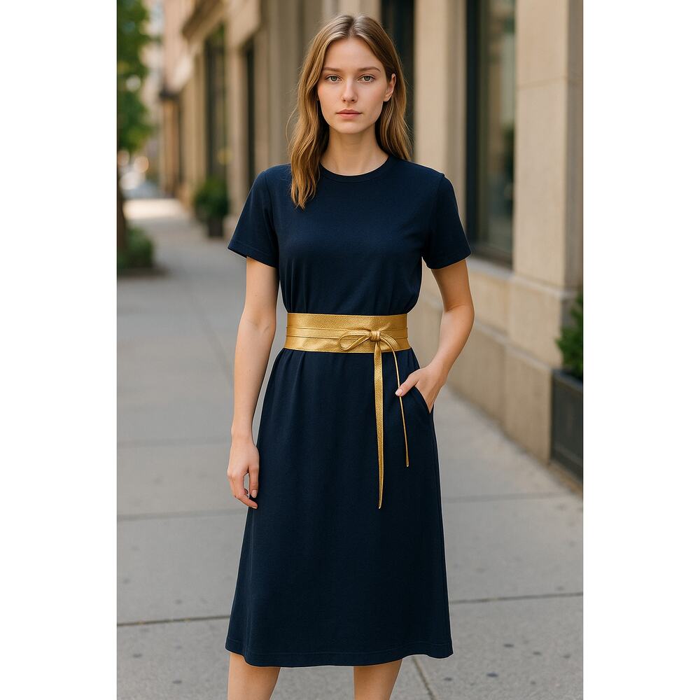 2/$30 Belt Wrap Around Waist Gold Boho Gypsy Cinched Faux Leather Tie Bow - Picture 8 of 8